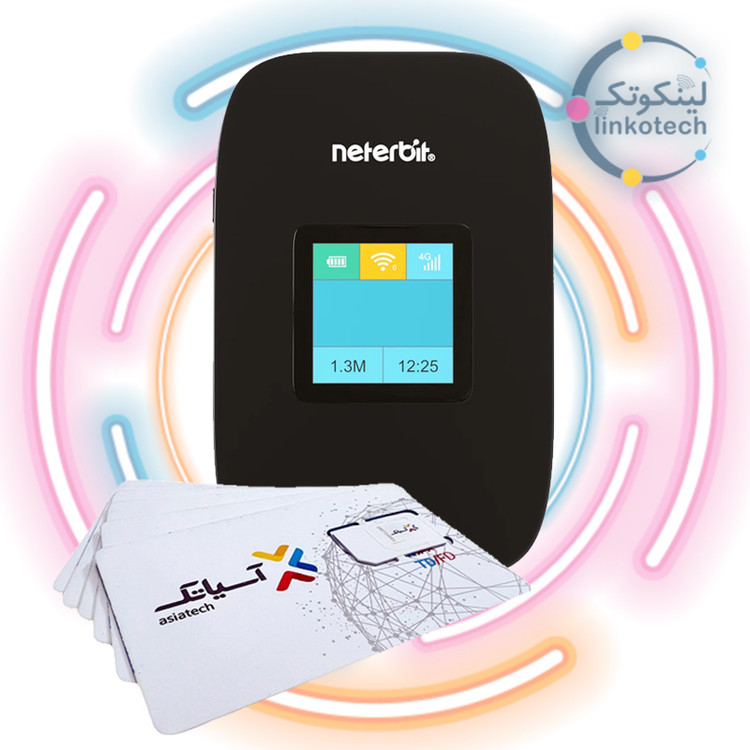 مودم LTE قابل حمل نتربیت مدلNWR-945X به همراه سیم کارت و سرویس 6 ماهه 300 گیگ آسیاتک