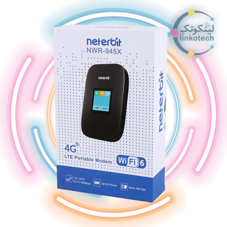 مودم LTE قابل حمل نتربیت مدلNWR-945X به همراه سیم کارت و سرویس 6 ماهه 300 گیگ آسیاتک